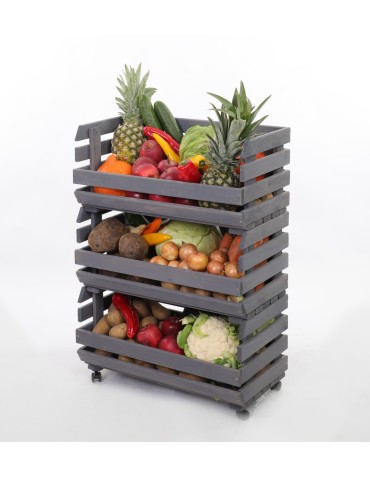 Skrzynie i skrzynki drewniane - Skrzynki na warzywa na kółkach RAWA /szer.57cm - Szare - product 6