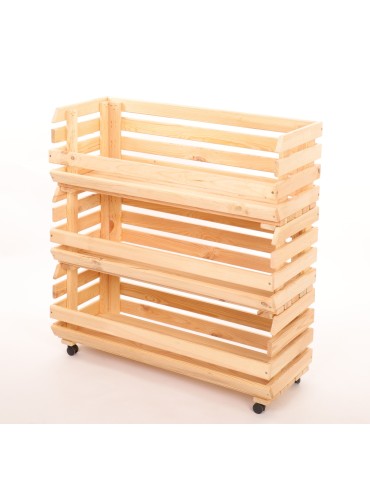 Skrzynie i skrzynki drewniane - Skrzynki na warzywa na kółkach RAWA /szer.77cm - Naturalne - product 3