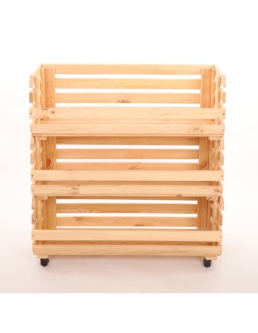 Skrzynie i skrzynki drewniane - Skrzynki na warzywa na kółkach RAWA /szer.77cm - Naturalne - product 4