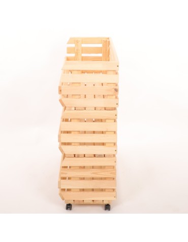 Skrzynie i skrzynki drewniane - Skrzynki na warzywa na kółkach RAWA /szer.77cm - Naturalne - product 5