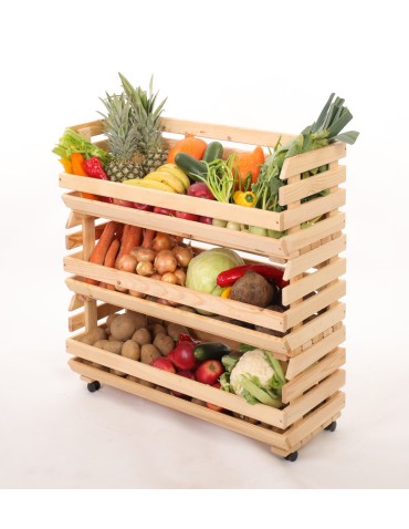 Skrzynie i skrzynki drewniane - Skrzynki na warzywa na kółkach RAWA /szer.77cm - Naturalne - product 6