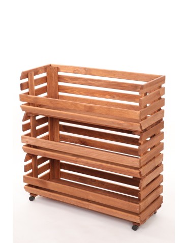 Skrzynie i skrzynki drewniane - Skrzynki na warzywa na kółkach RAWA /szer.77cm - Brązowe - produkt 3