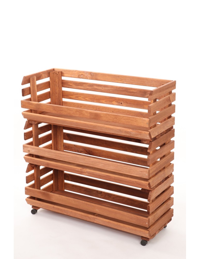 Skrzynie i skrzynki drewniane - Skrzynki na warzywa na kółkach RAWA /szer.77cm - Brązowe - produkt b2b.wamar.biz 3