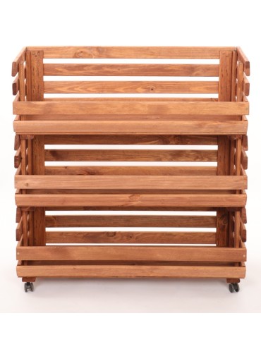 Skrzynie i skrzynki drewniane - Skrzynki na warzywa na kółkach RAWA /szer.77cm - Brązowe - produkt 4