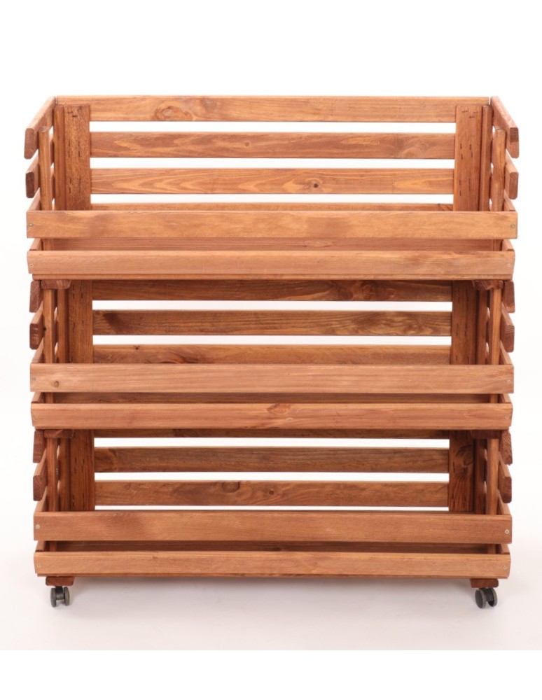 Skrzynie i skrzynki drewniane - Skrzynki na warzywa na kółkach RAWA /szer.77cm - Brązowe - produkt b2b.wamar.biz 4