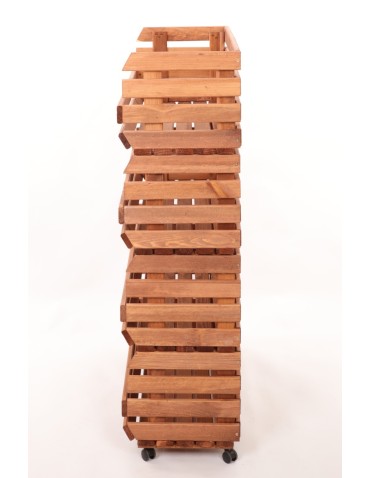 Skrzynie i skrzynki drewniane - Skrzynki na warzywa na kółkach RAWA /szer.77cm - Brązowe - produkt 5