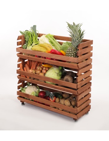 Skrzynie i skrzynki drewniane - Skrzynki na warzywa na kółkach RAWA /szer.77cm - Brązowe - produkt 6