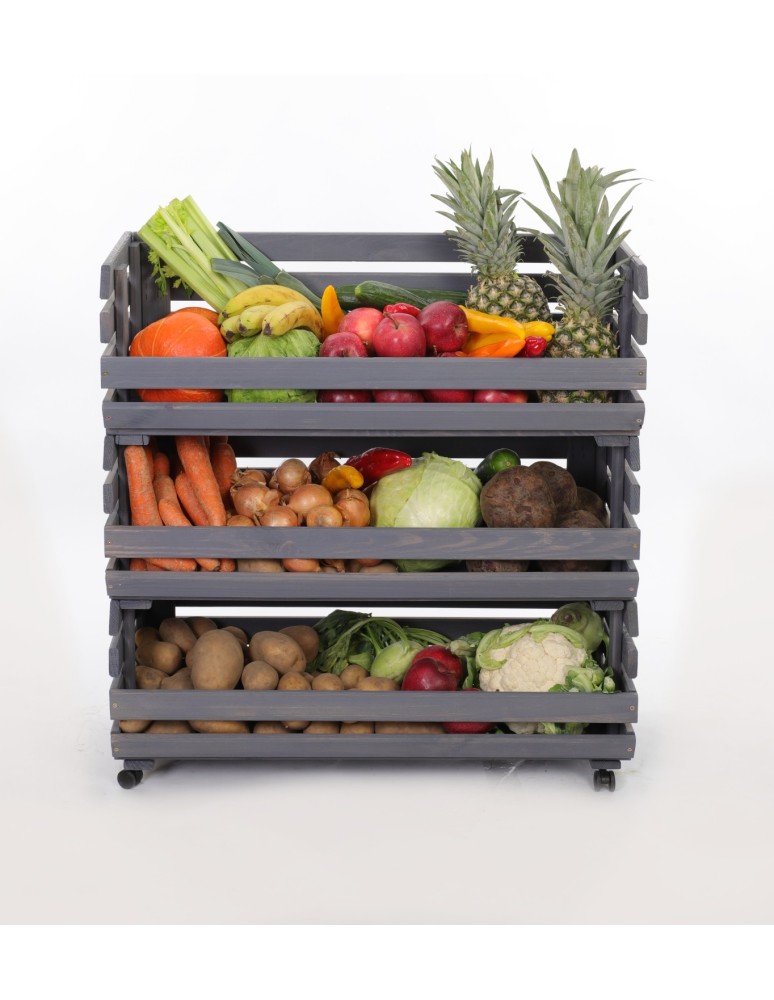 Skrzynie i skrzynki drewniane - Skrzynki na warzywa na kółkach RAWA /szer.77cm - Szare - product b2b.wamar.biz 2