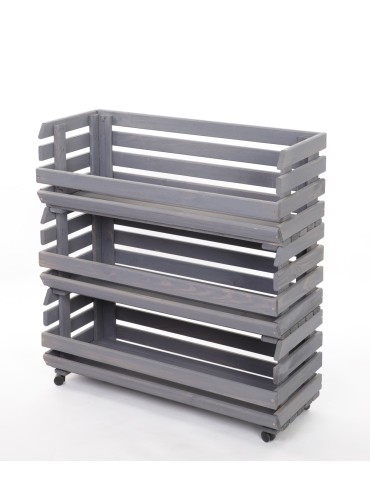 Skrzynie i skrzynki drewniane - Skrzynki na warzywa na kółkach RAWA /szer.77cm - Szare - product 3