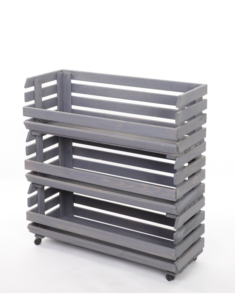 Skrzynie i skrzynki drewniane - Skrzynki na warzywa na kółkach RAWA /szer.77cm - Szare - product b2b.wamar.biz 3