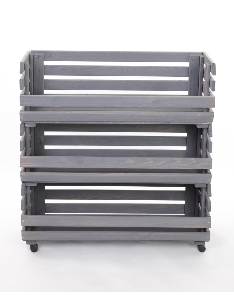 Skrzynie i skrzynki drewniane - Skrzynki na warzywa na kółkach RAWA /szer.77cm - Szare - product b2b.wamar.biz 4