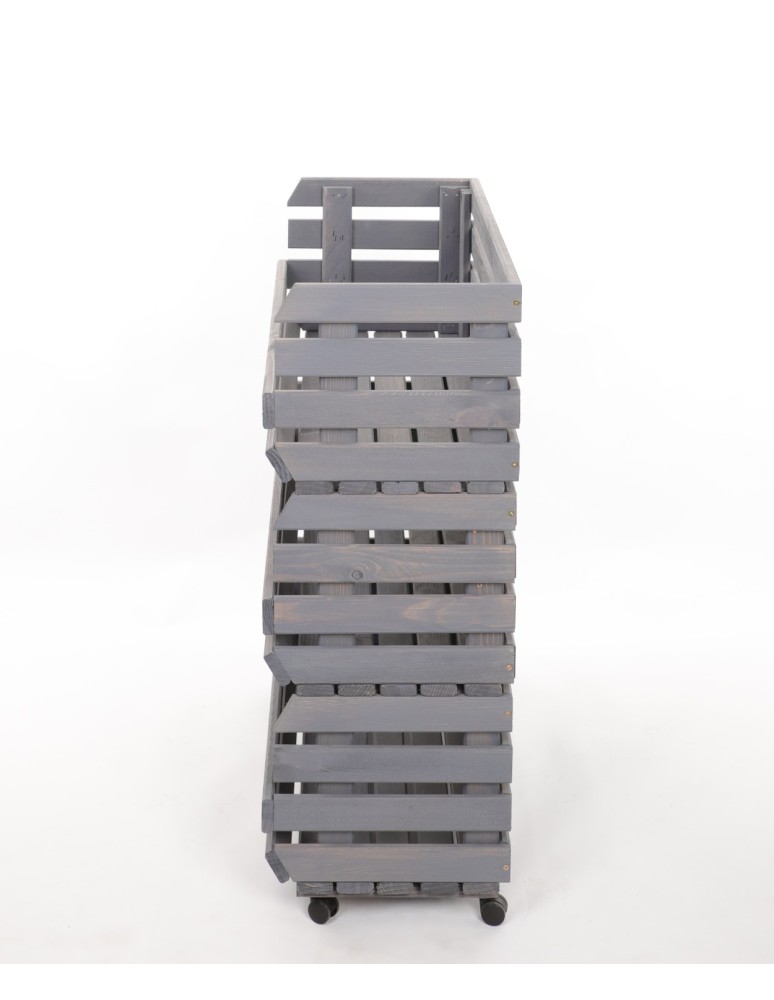 Skrzynie i skrzynki drewniane - Skrzynki na warzywa na kółkach RAWA /szer.77cm - Szare - product b2b.wamar.biz 5