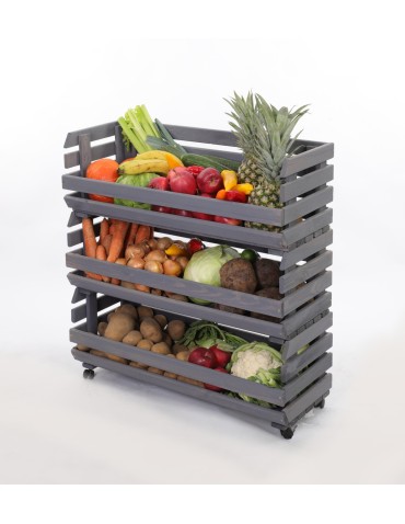 Skrzynie i skrzynki drewniane - Skrzynki na warzywa na kółkach RAWA /szer.77cm - Szare - product 6