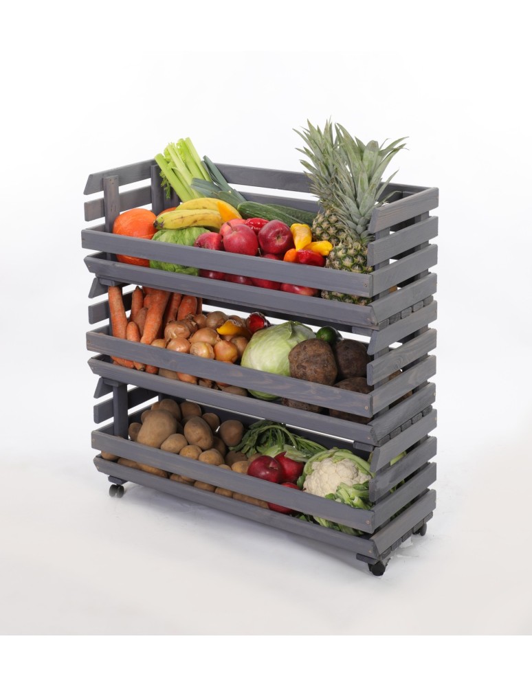 Skrzynie i skrzynki drewniane - Skrzynki na warzywa na kółkach RAWA /szer.77cm - Szare - product b2b.wamar.biz 6