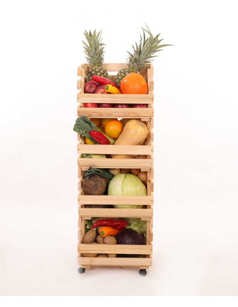 Skrzynie i skrzynki drewniane - Skrzynki na warzywa na kółkach RAWA /szer.37cm - Naturalne - product b2b.wamar.biz 2