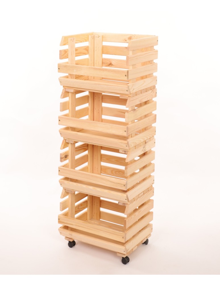 Skrzynie i skrzynki drewniane - Skrzynki na warzywa na kółkach RAWA /szer.37cm - Naturalne - product b2b.wamar.biz 3