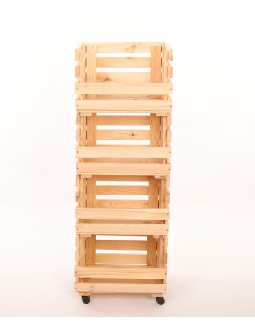 Skrzynie i skrzynki drewniane - Skrzynki na warzywa na kółkach RAWA /szer.37cm - Naturalne - product 4