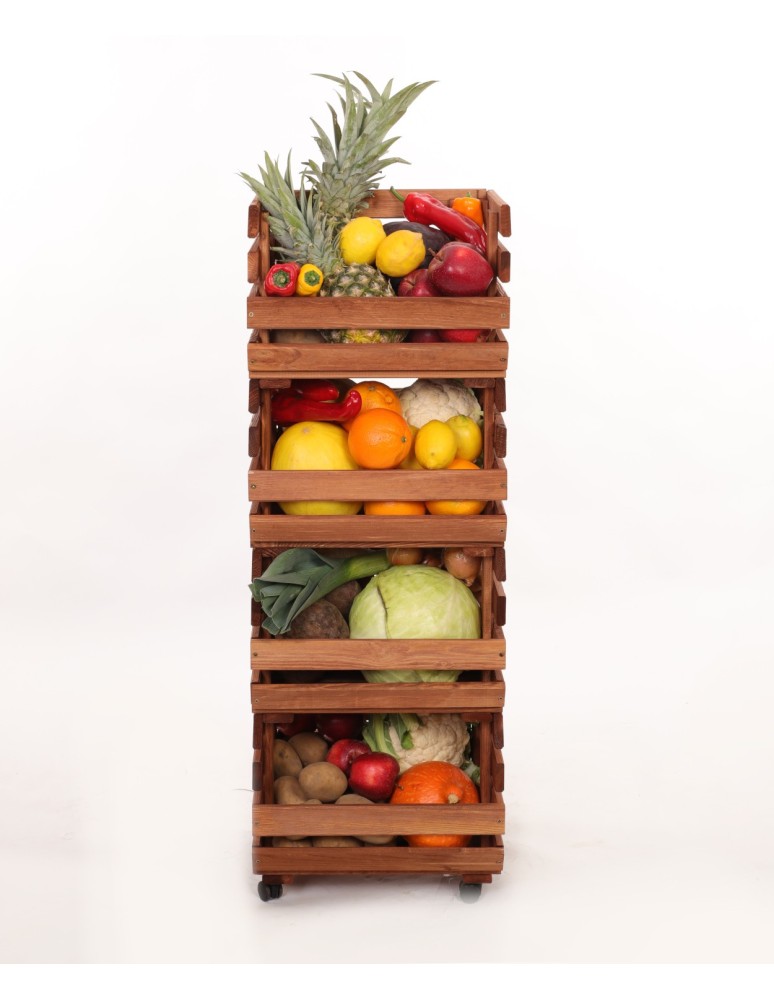 Skrzynie i skrzynki drewniane - Skrzynki na warzywa na kółkach RAWA /szer.37cm -Brązowe - product b2b.wamar.biz 2