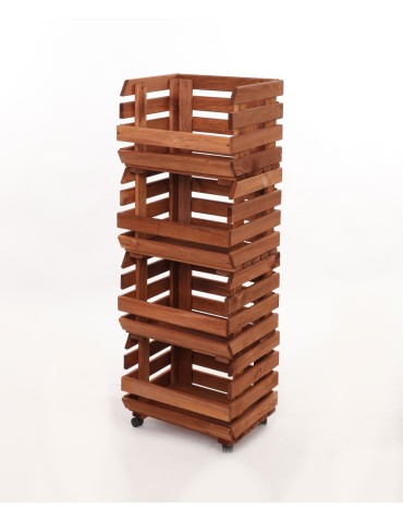 Skrzynie i skrzynki drewniane - Skrzynki na warzywa na kółkach RAWA /szer.37cm -Brązowe - product 3