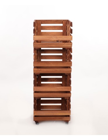 Skrzynie i skrzynki drewniane - Skrzynki na warzywa na kółkach RAWA /szer.37cm -Brązowe - product 4