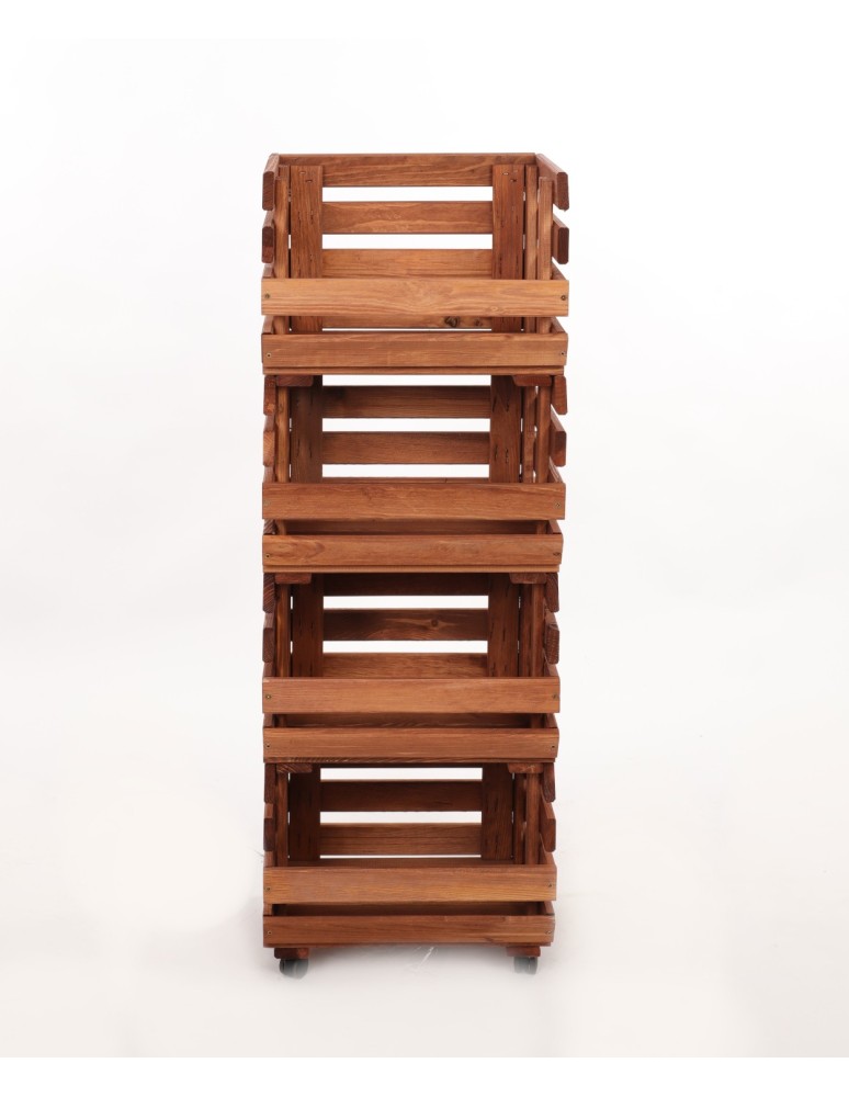 Skrzynie i skrzynki drewniane - Skrzynki na warzywa na kółkach RAWA /szer.37cm -Brązowe - product b2b.wamar.biz 4