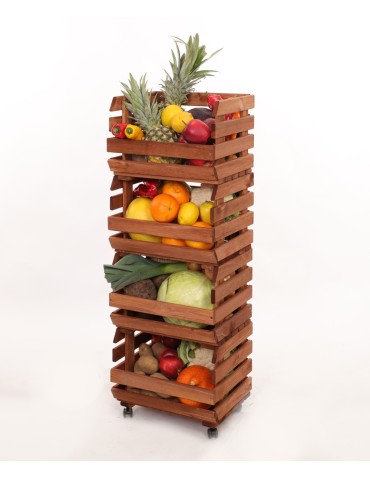 Skrzynie i skrzynki drewniane - Skrzynki na warzywa na kółkach RAWA /szer.37cm -Brązowe - product 6