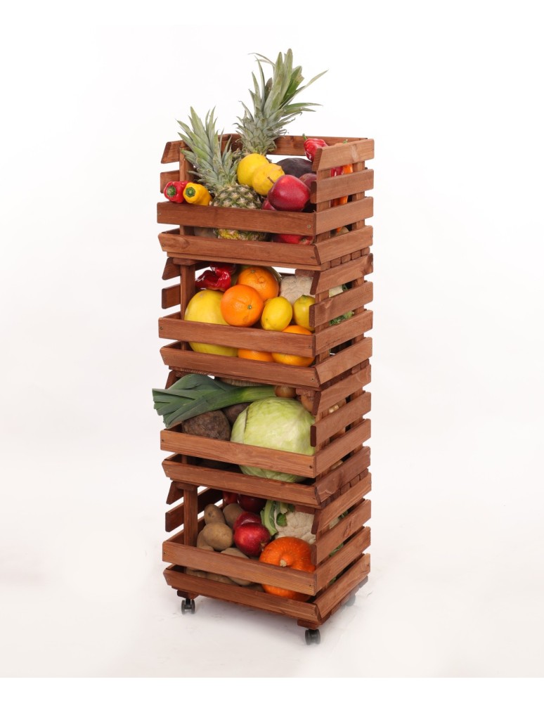 Skrzynie i skrzynki drewniane - Skrzynki na warzywa na kółkach RAWA /szer.37cm -Brązowe - product b2b.wamar.biz 6