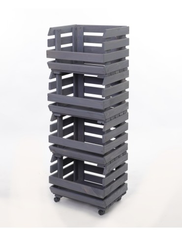 Skrzynie i skrzynki drewniane - Skrzynki na warzywa na kółkach RAWA /szer.37cm -Szare - product 3