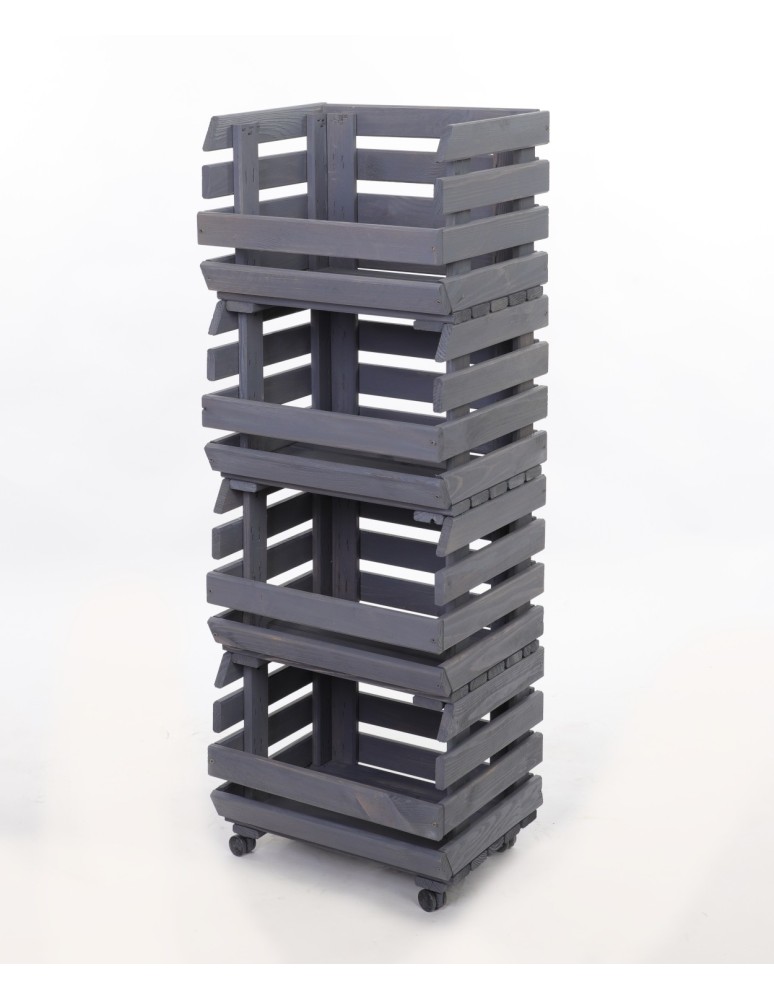 Skrzynie i skrzynki drewniane - Skrzynki na warzywa na kółkach RAWA /szer.37cm -Szare - product b2b.wamar.biz 3