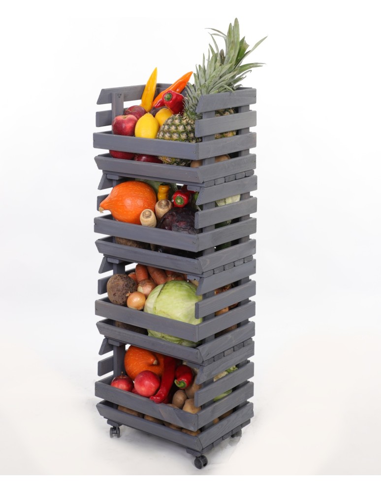 Skrzynie i skrzynki drewniane - Skrzynki na warzywa na kółkach RAWA /szer.37cm -Szare - product b2b.wamar.biz 6