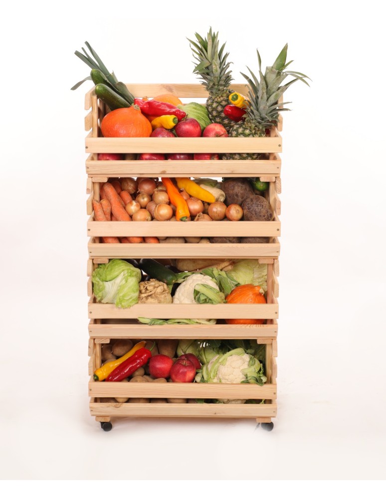 Skrzynie i skrzynki drewniane - Skrzynki na warzywa na kółkach RAWA /szer.57cm - Naturalne - produkt b2b.wamar.biz 2