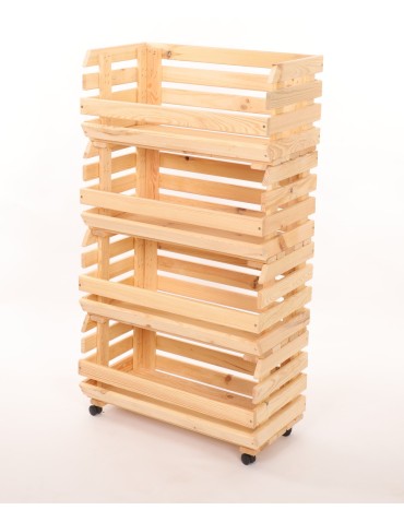 Skrzynie i skrzynki drewniane - Skrzynki na warzywa na kółkach RAWA /szer.57cm - Naturalne - produkt 3