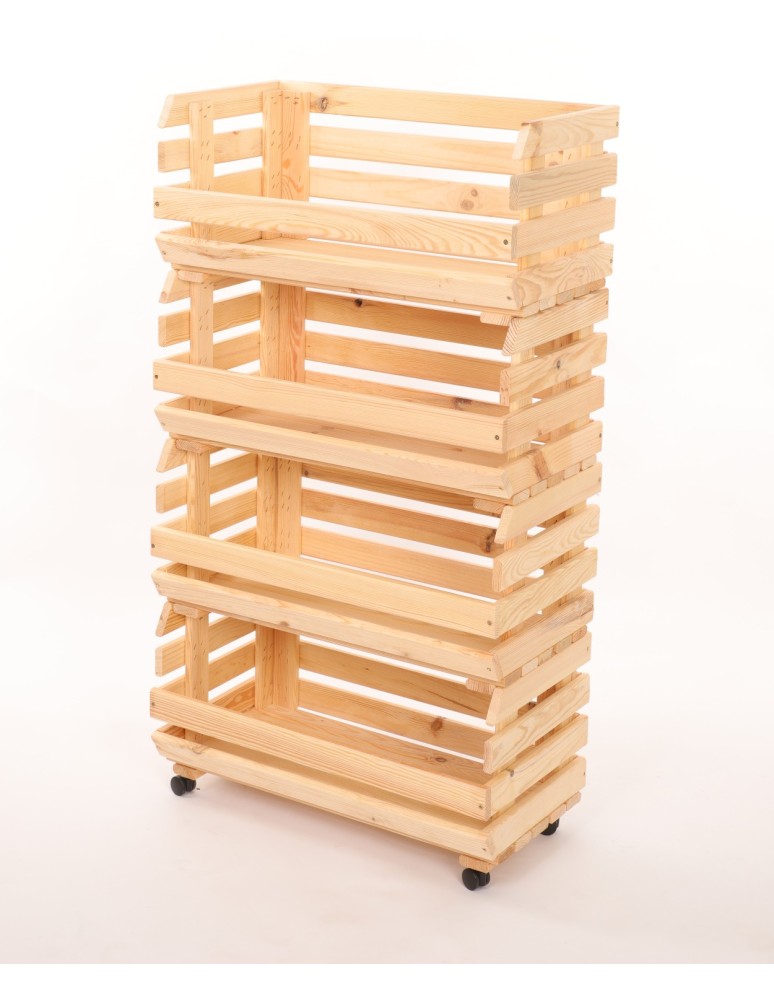 Skrzynie i skrzynki drewniane - Skrzynki na warzywa na kółkach RAWA /szer.57cm - Naturalne - produkt b2b.wamar.biz 3