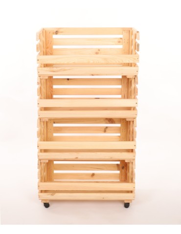 Skrzynie i skrzynki drewniane - Skrzynki na warzywa na kółkach RAWA /szer.57cm - Naturalne - produkt 4