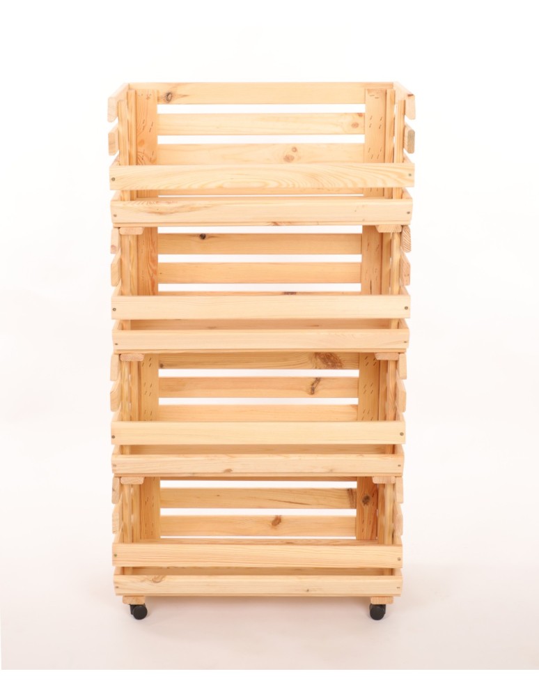 Skrzynie i skrzynki drewniane - Skrzynki na warzywa na kółkach RAWA /szer.57cm - Naturalne - produkt b2b.wamar.biz 4