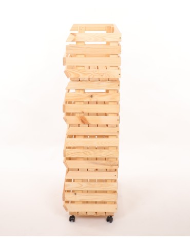 Skrzynie i skrzynki drewniane - Skrzynki na warzywa na kółkach RAWA /szer.57cm - Naturalne - produkt 5