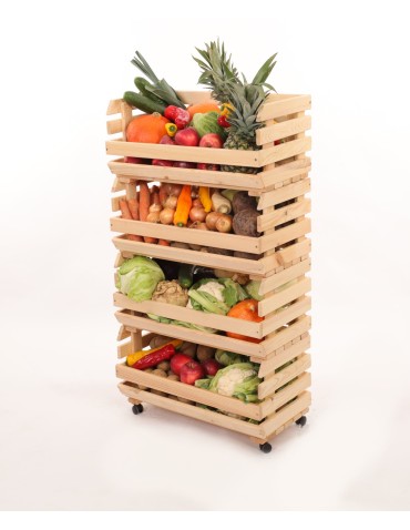 Skrzynie i skrzynki drewniane - Skrzynki na warzywa na kółkach RAWA /szer.57cm - Naturalne - produkt 6