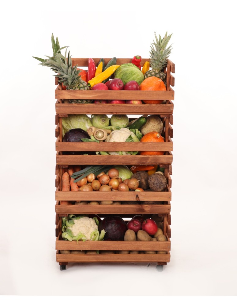 Skrzynie i skrzynki drewniane - Skrzynki na warzywa na kółkach RAWA /szer.57cm - Brązowe - product b2b.wamar.biz 2