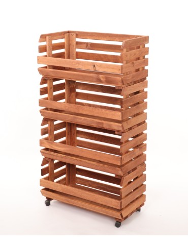 Skrzynie i skrzynki drewniane - Skrzynki na warzywa na kółkach RAWA /szer.57cm - Brązowe - product 3