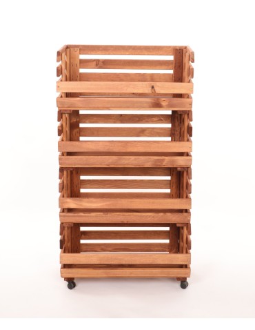 Skrzynie i skrzynki drewniane - Skrzynki na warzywa na kółkach RAWA /szer.57cm - Brązowe - product 4