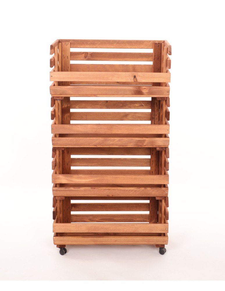 Skrzynie i skrzynki drewniane - Skrzynki na warzywa na kółkach RAWA /szer.57cm - Brązowe - product b2b.wamar.biz 4