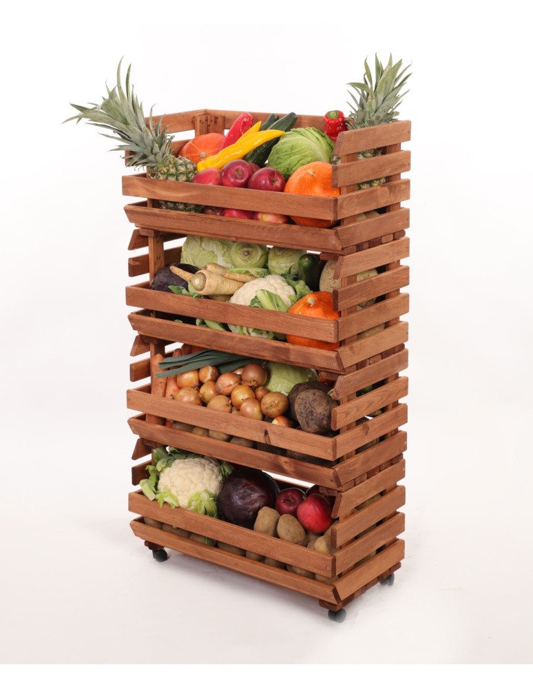 Skrzynie i skrzynki drewniane - Skrzynki na warzywa na kółkach RAWA /szer.57cm - Brązowe - product b2b.wamar.biz 6