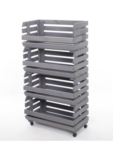 Skrzynie i skrzynki drewniane - Skrzynki na warzywa na kółkach RAWA /szer.57cm - Szare - product 3