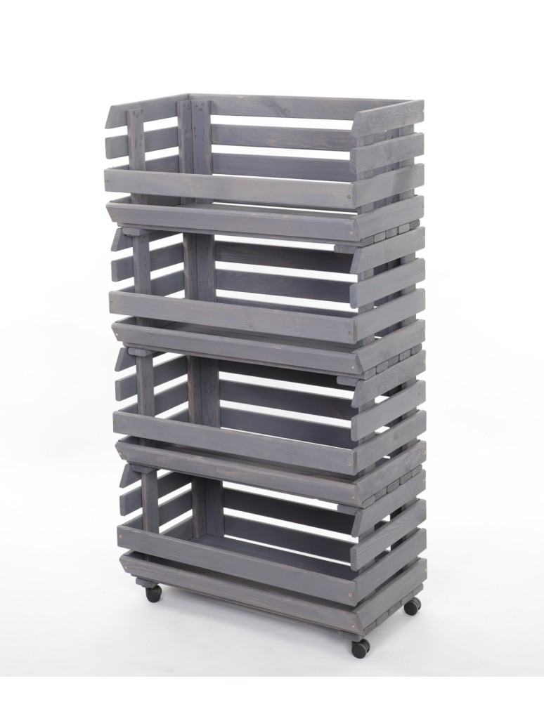 Skrzynie i skrzynki drewniane - Skrzynki na warzywa na kółkach RAWA /szer.57cm - Szare - product b2b.wamar.biz 3