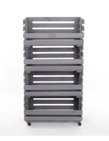 Skrzynie i skrzynki drewniane - Skrzynki na warzywa na kółkach RAWA /szer.57cm - Szare - product 4