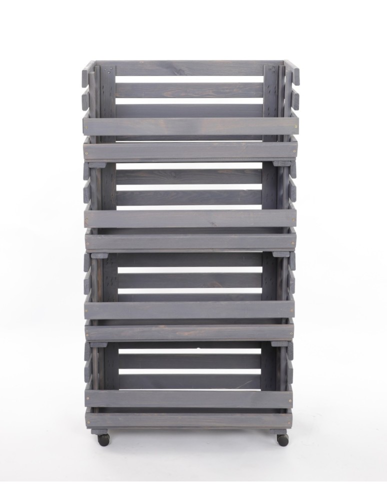 Skrzynie i skrzynki drewniane - Skrzynki na warzywa na kółkach RAWA /szer.57cm - Szare - product b2b.wamar.biz 4