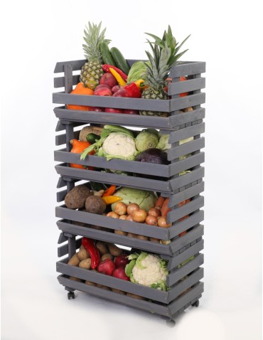 Skrzynie i skrzynki drewniane - Skrzynki na warzywa na kółkach RAWA /szer.57cm - Szare - product 6