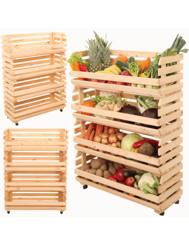 Skrzynki na warzywa na kółkach RAWA /szer.77cm - Naturalne