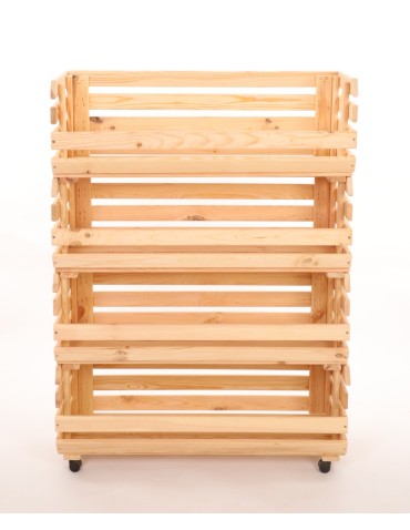 Skrzynie i skrzynki drewniane - Skrzynki na warzywa na kółkach RAWA /szer.77cm - Naturalne - product 4