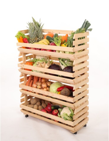 Skrzynie i skrzynki drewniane - Skrzynki na warzywa na kółkach RAWA /szer.77cm - Naturalne - product 6